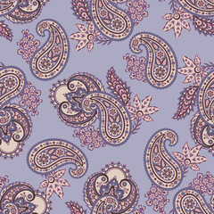 Seamless Paisley pattern in indian batik style. Floral illustration