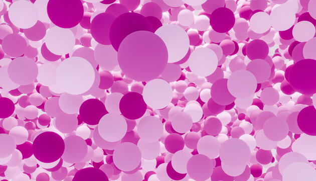 Abstract purple balls in various shades in a 3D render