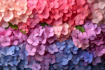 Fototapeta premium A Colorful Gradient Of Hydrangea Blooms