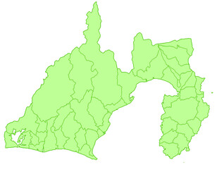 静岡県　地図　黄緑　イラスト