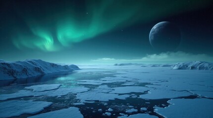 Fototapeta premium Peaceful Polar Night from Near-Space