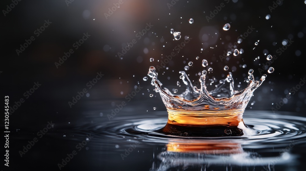 Poster an exquisite water splash image illustrating captivating waves and dynamic droplets, showcasing the 