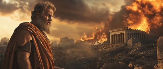 Obraz premium Nebuzaradan, Babylonian Captain Overseeing the Destruction of Jerusalem and the Temple