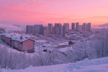 Obraz premium Cityscape at Sunrise in Winter