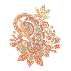 Isolated Paisley pattern in floral indian style