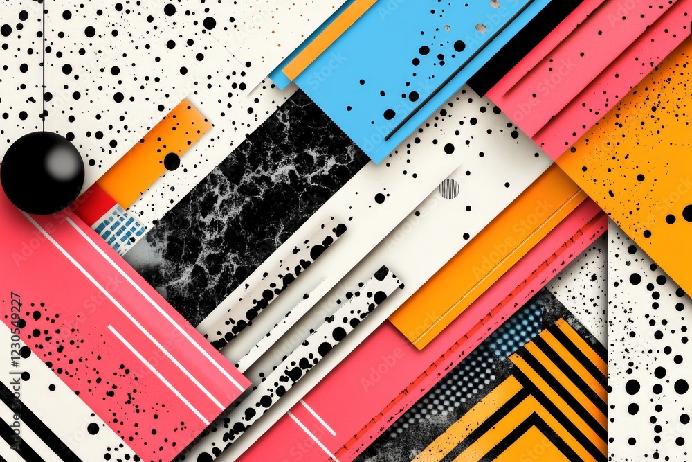 Aufkleber modern geometric design featuring vibrant colors and abstract shapes suitable for creative backgroun
