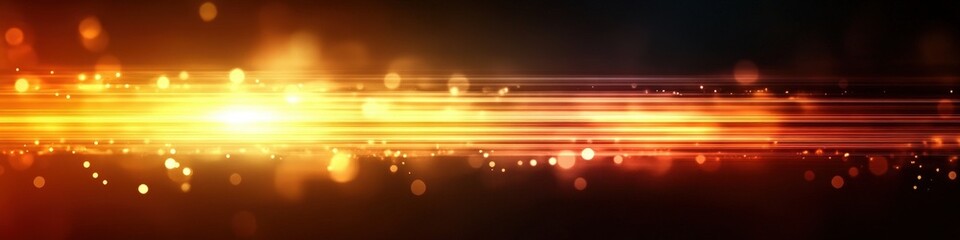 Naklejka premium Abstract Golden Light Streaks and Glowing Particles Background.
