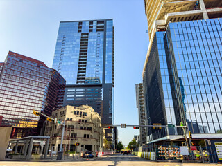 Modern and beautiful architecture of buildings. City of Austin, State of Texas, United States. 03-15-2024