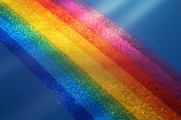 Obraz premium Glittering Rainbow Shimmering Across Blue Background