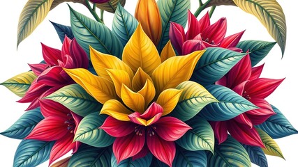 Intricate Floral Watercolor Illustration for Wall Art