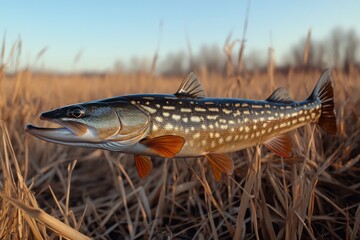 Obraz premium Northern Pike Fish in Natural Habitat