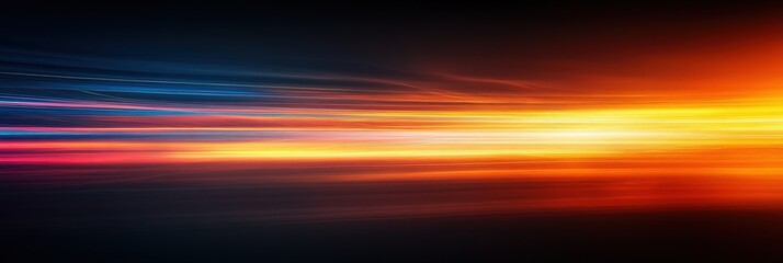 Obraz premium Abstract Dynamic Light Streaks: Fiery Sunset Horizon.