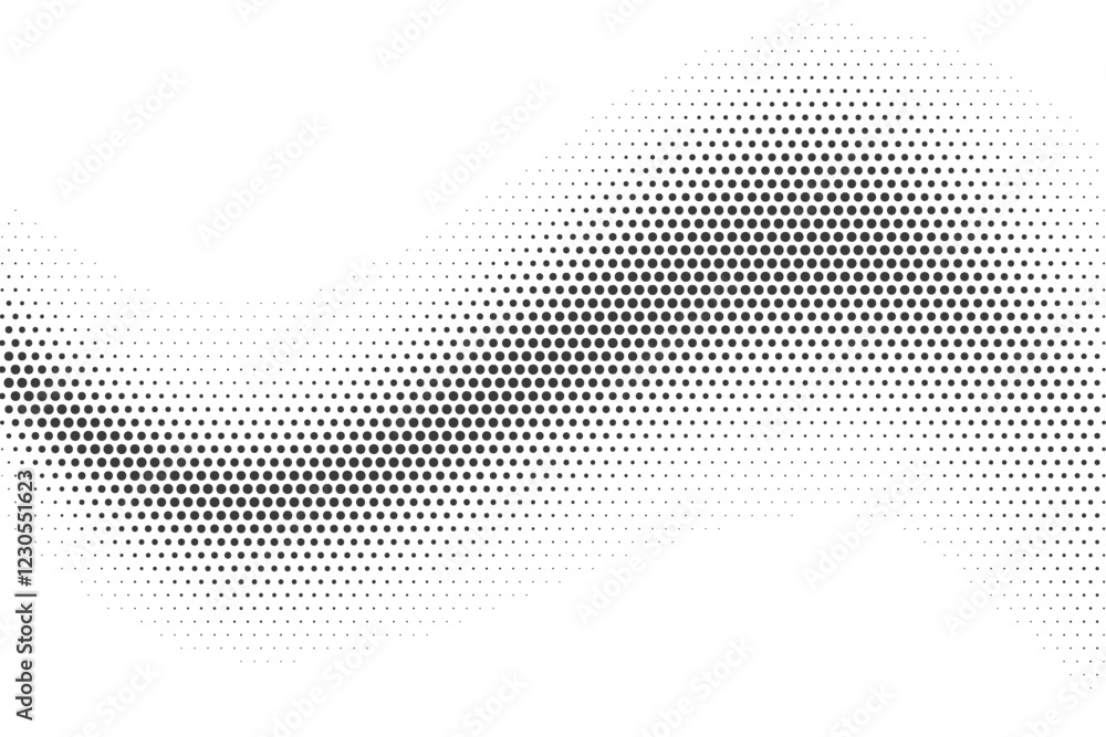 Aufkleber dotted abstract wave with half tone effect on white background. pixel gradient with black circles. r