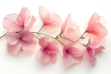 Delicate Pink Flowers Arranged Gracefully on White