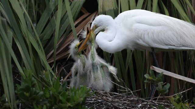 Great egrets nesting in Florida 