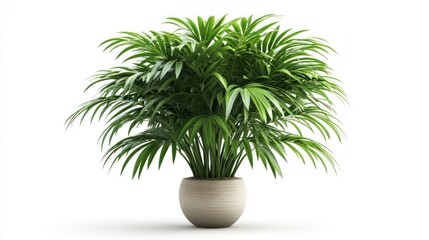 Obraz premium Lush potted palm plant against white. Home decor