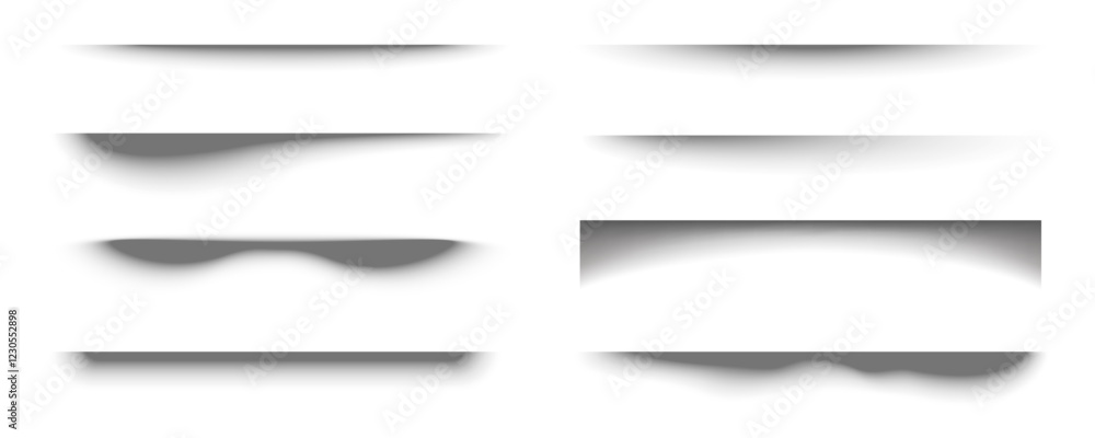 Poster gradient vector shadows set isolated on white background. black gradient shade boxes. realistic drop