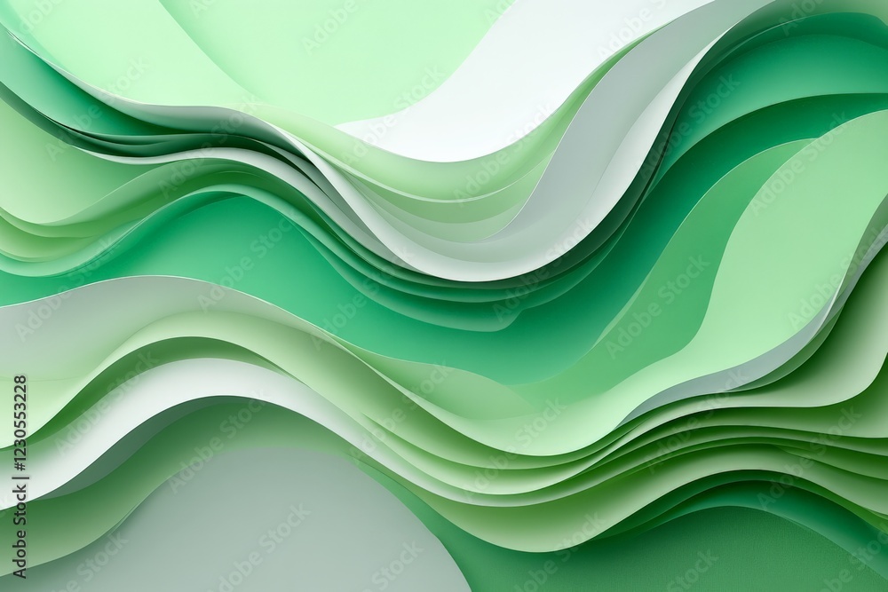 Poster shades of green paper layers create a serene and textured abstract composition