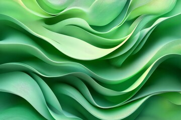 Obraz premium Flowing green waves create an organic texture in a vibrant abstract design full of movement and depth