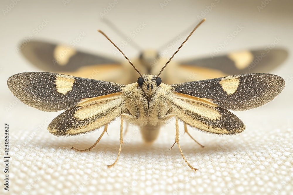 Aufkleber close-up observation of a unique moth species with striking patterns and colors found in a natural h