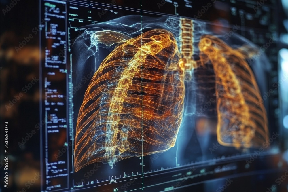 Aufkleber advanced imaging displays detailed view of human lungs with highlighted features and anatomy