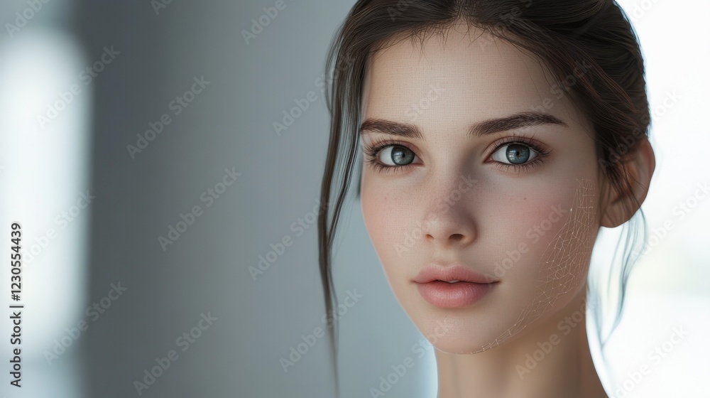 Poster an advanced stock neural network chatbot. a holographic ai chatbot assistant.