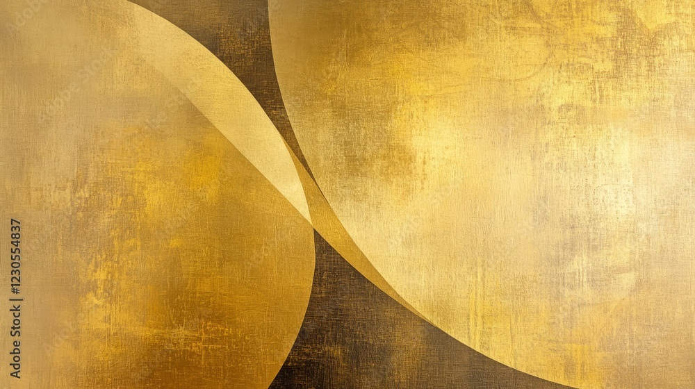 Poster abstract golden texture featuring curved patterns and a metallic finish, ideal for modern artistic b