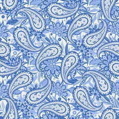 Seamless paisley pattern. Vintage flowers background. Decorative ornament backdrop for fabric, textile, wrapping paper, card, invitation, wallpaper, web design