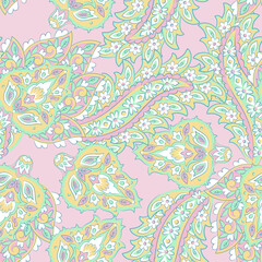 Paisley Floral oriental ethnic Pattern. Seamless Ornament. Ornamental motifs of the Indian fabric patterns.