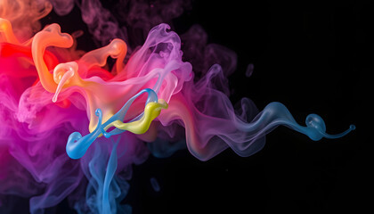 Obraz premium Splash of color paint, water or smoke on dark background, abstract pattern, , with white tonespng
