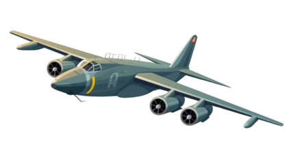 A bomber aircraft, isolated on transparent background.