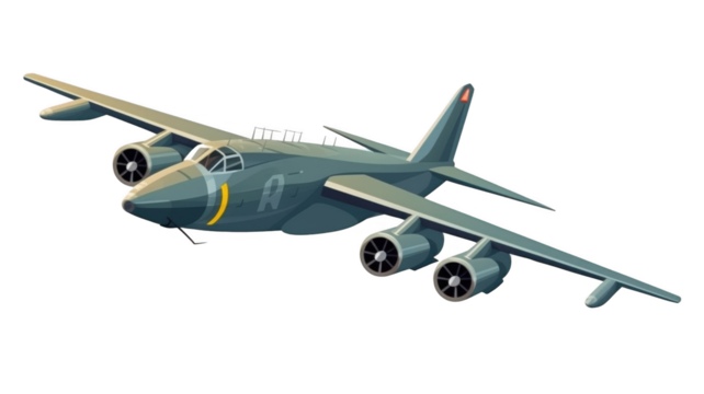 A bomber aircraft, isolated on transparent background.