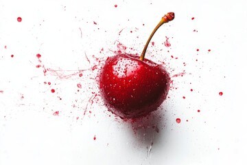 Cherry Splash on White Background