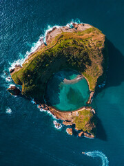 Aerial View of Ilhéu de Vila Franca do Campo in the Azores, Portugal