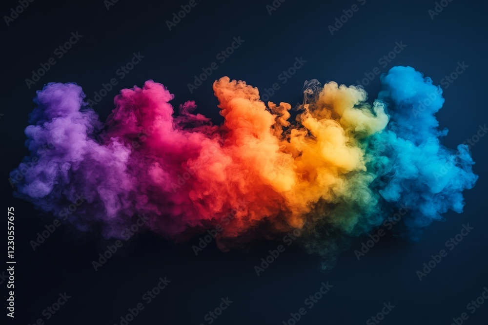 Poster colorful smoke cloud swirls create a vibrant visual display in an artistic environment