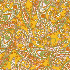 Seamless pattern based on traditional Asian elements Paisley. Traditional colorful seamless paisley pattern. Pattern for textile design or fabrics. Fashionable delicate design