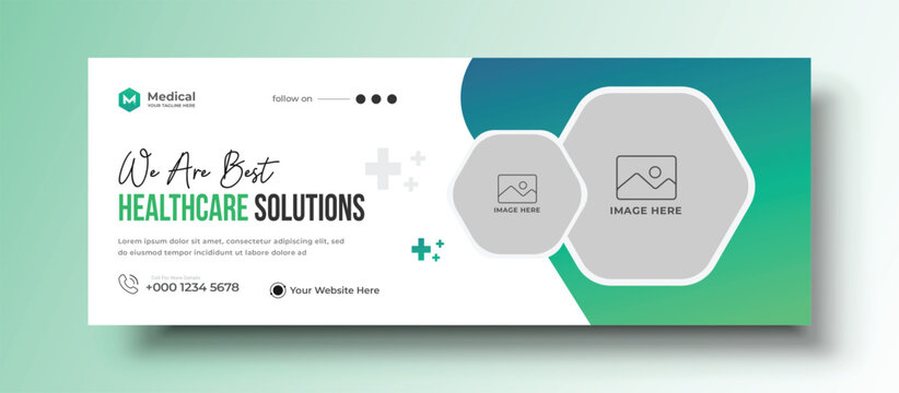 Medical healthcare Facebook cover and social media web banner design template	