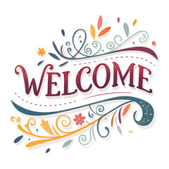 Welcome banner isolated on white background.  PNG transparent.