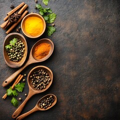 Culinary Spices and Herbs Flatlay,  Aromatic Indian Food Ingredients