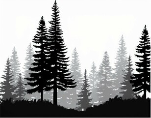Obraz premium douglas fir tree silhouette vector illustration