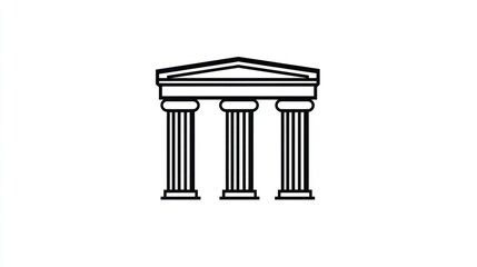 Greek temple columns, white background, architecture design, historical illustration