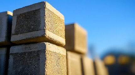 Stack of Concrete Blocks Construction Material Sunlight