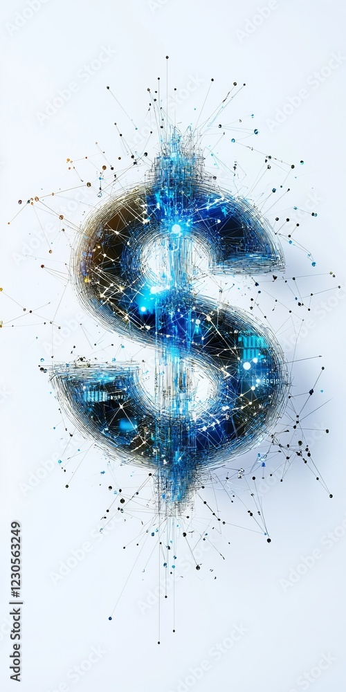 Poster futuristic digital representation of monetary value in networked currency systems
