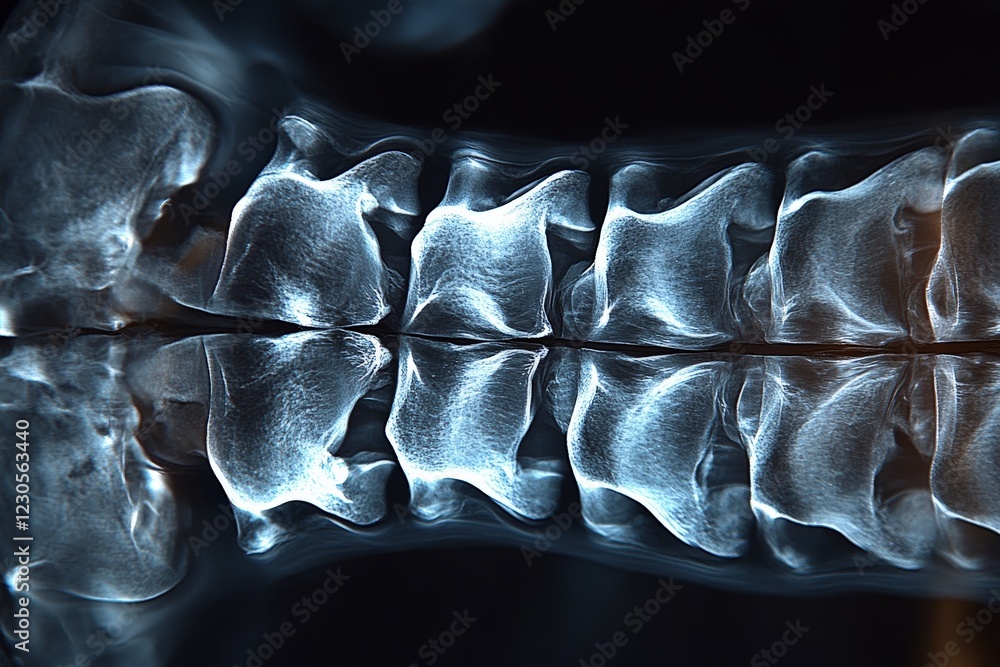 Poster detailed view of human spinal vertebrae showcasing anatomical structure and alignment