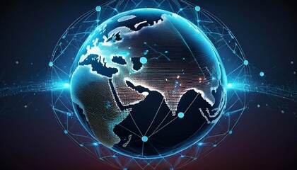 Obraz premium global world network and telecommunication connection concept