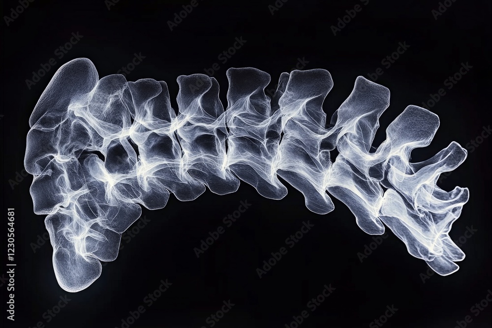 Poster detailed view of a human spine showcasing vertebrae structure and alignment under x-ray examination