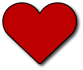 A red heart isolated with shadows. A 3d heart illustration.