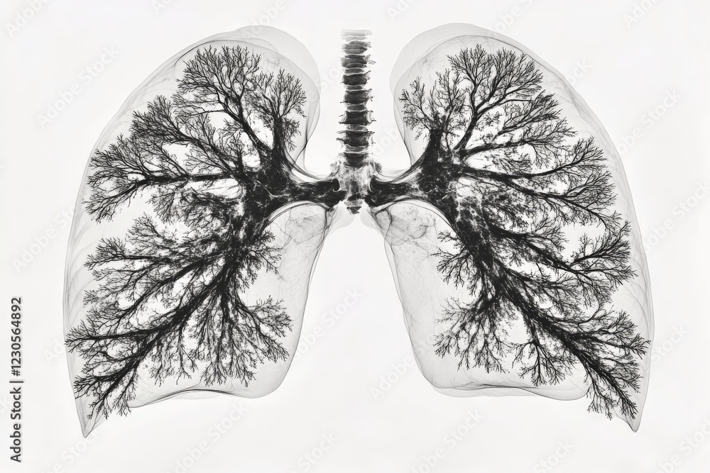 Aufkleber intricate view of a lung structure resembling a tree, illustrating branches in a natural form