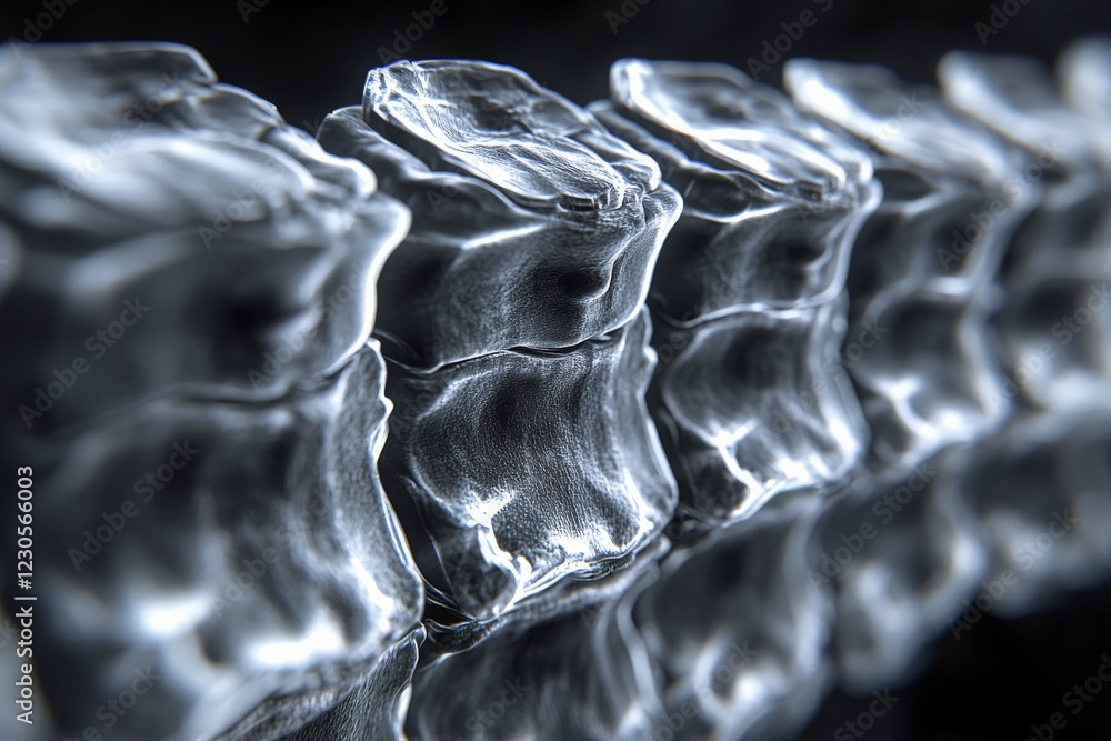 Aufkleber intricate view of human vertebrae highlighting spine structure and function with glass-like appearan