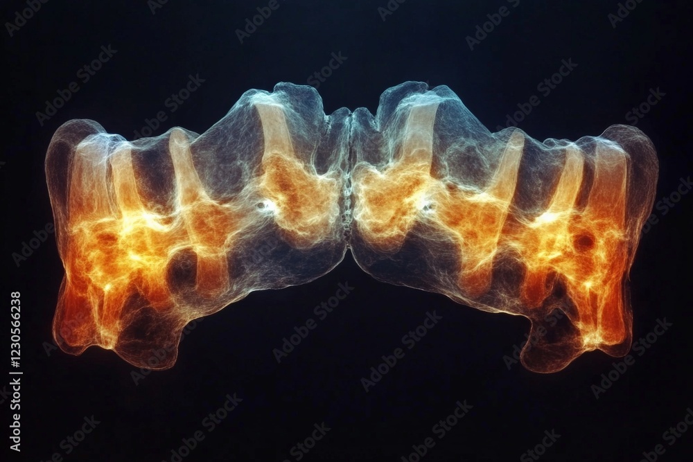 Leinwandbilder abstract representation of vertebrae illuminated with glowing effects in a dark background